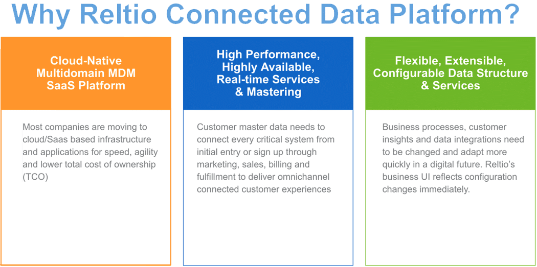 There are three key reasons why companies choose Reltio for their master data migration from legacy MDM to innovative MDM