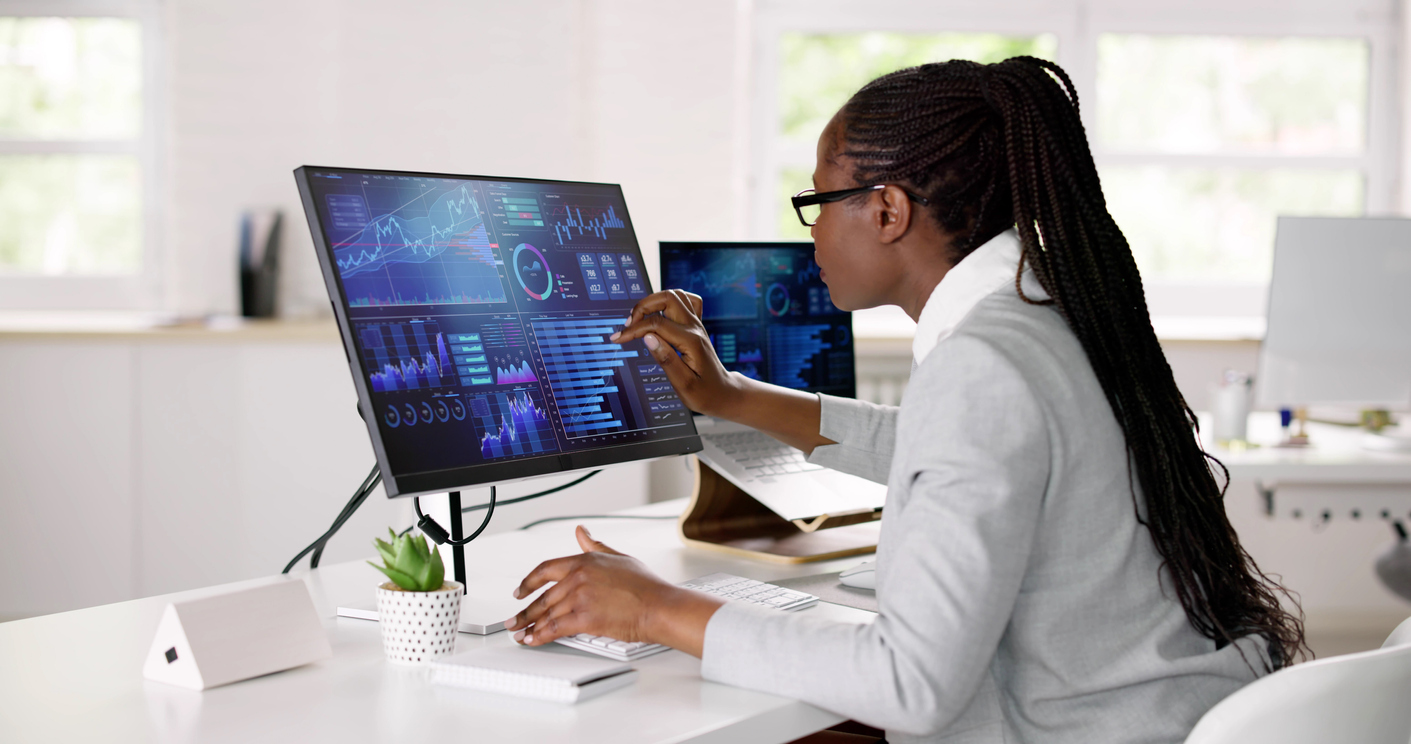 Woman Analyzing Data Infrastructure Engineering On Computer