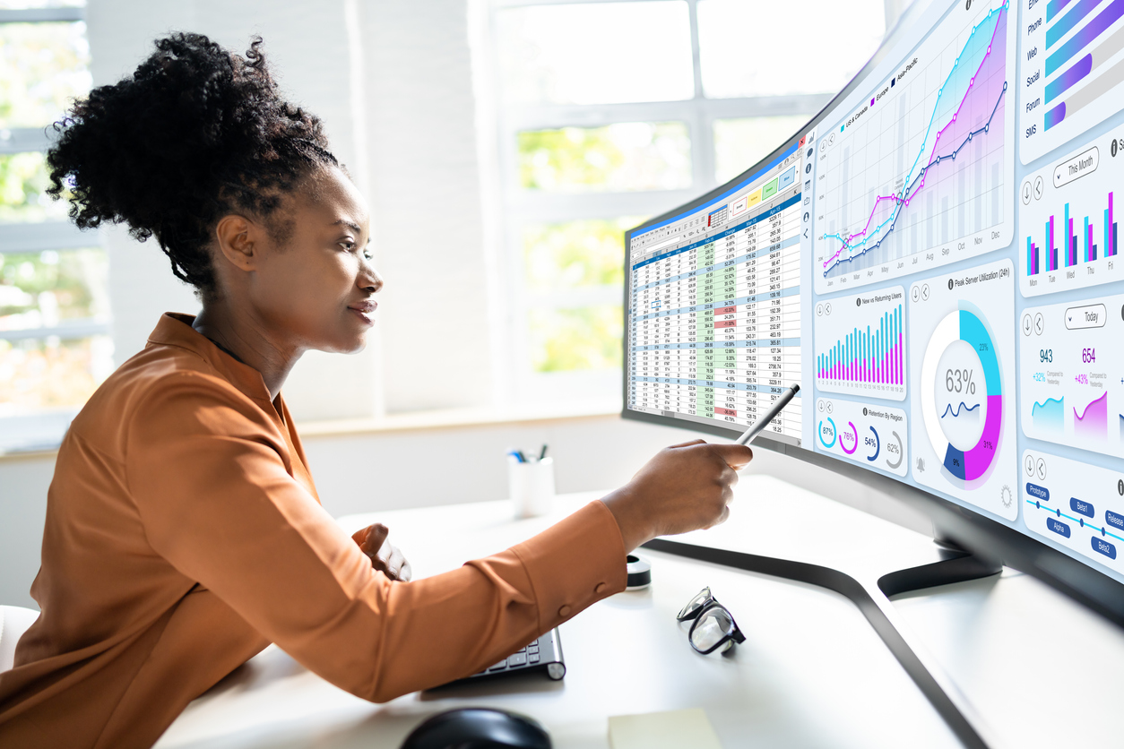 Woman Analyzing Big Data On Computer