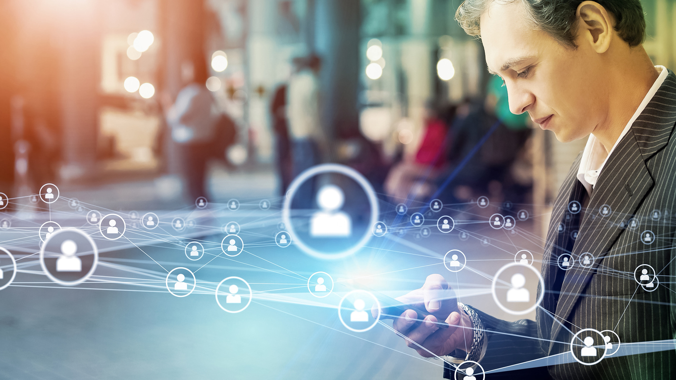 Mobile communication network concept. IoT (Internet of Things).
