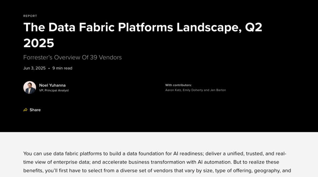 The Data Fabric Platforms Landscape, Q2 2025